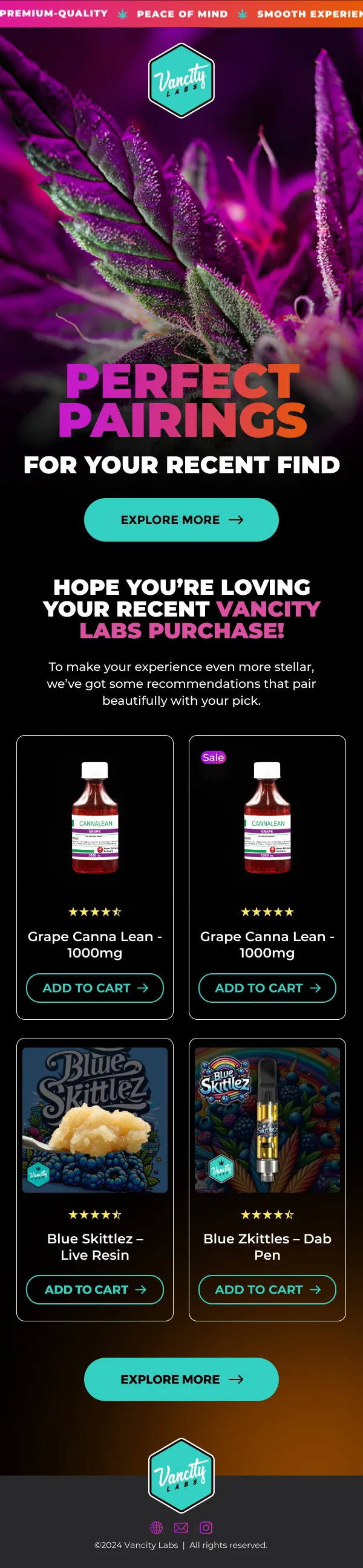 Vancity Labs email — post-purchase pairings